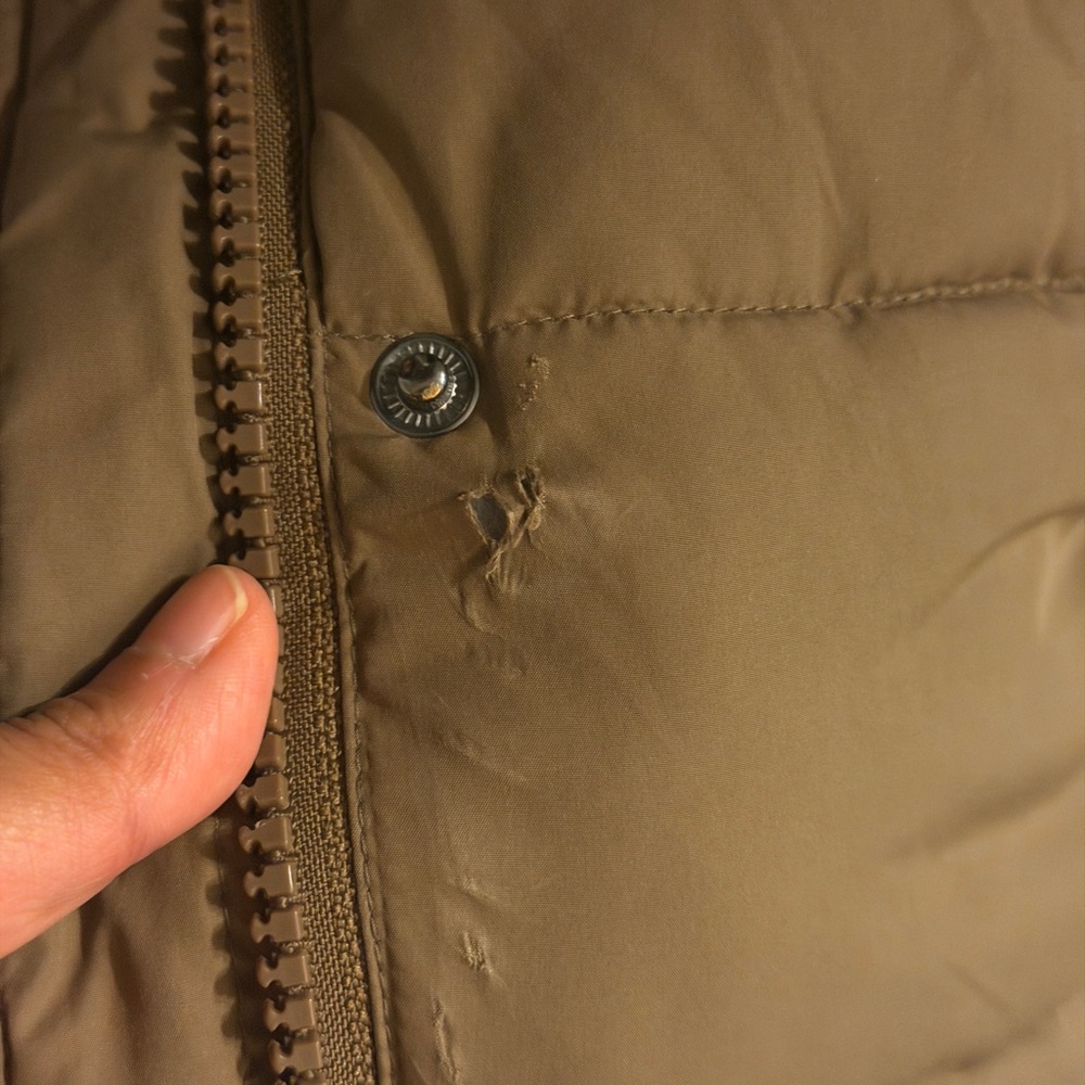 H&M Quilted Puffer Coat - olive green Long Hooded Jacket S - Picture 2 of 4